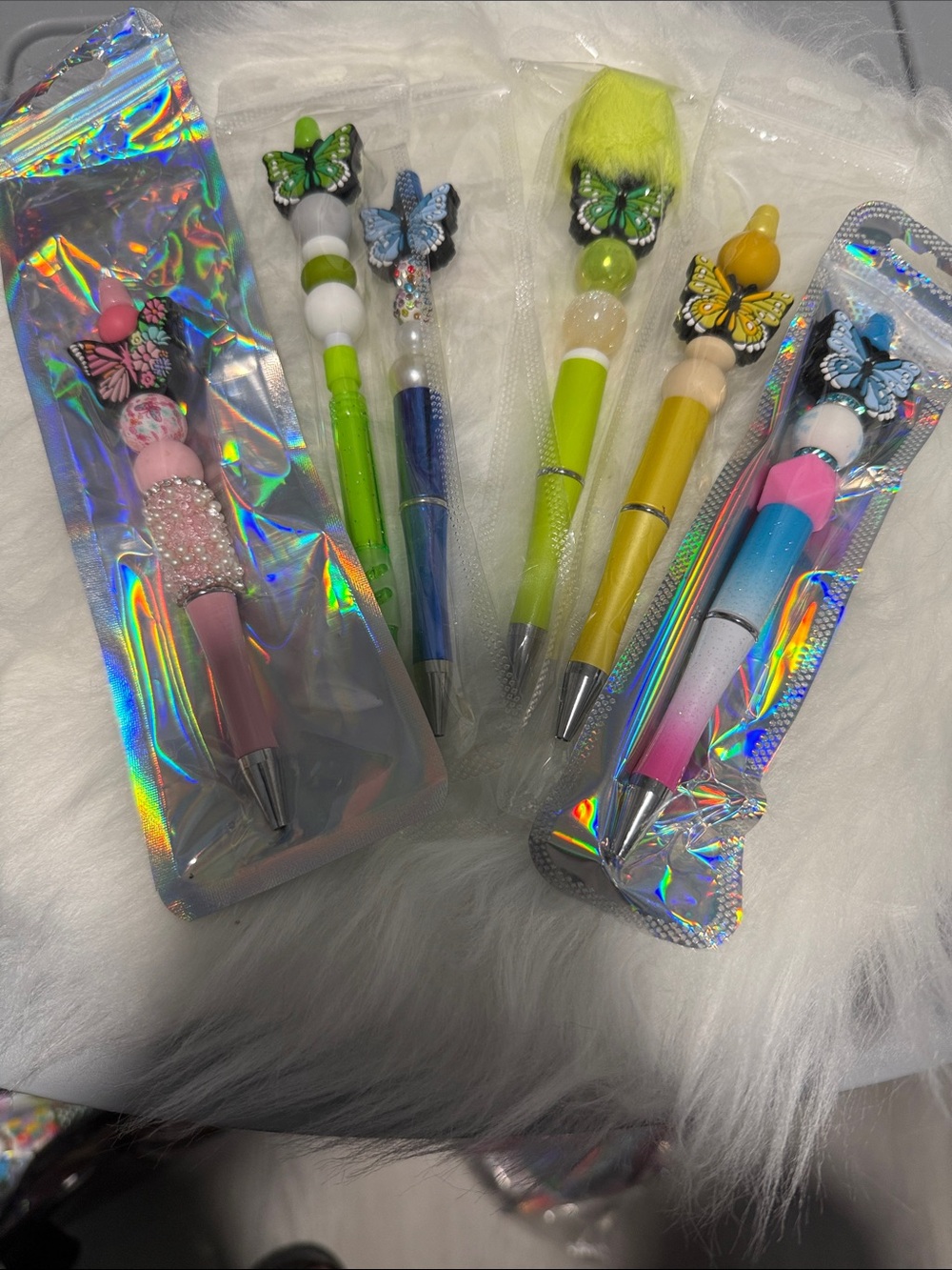 Butterfly Top Decorative Ballpoint Pens - Assorted Bright Colors